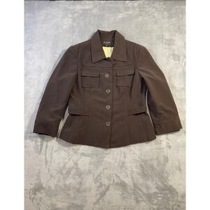 Signature by Larry Levine Women 8 Blazer Brown Utility Safari